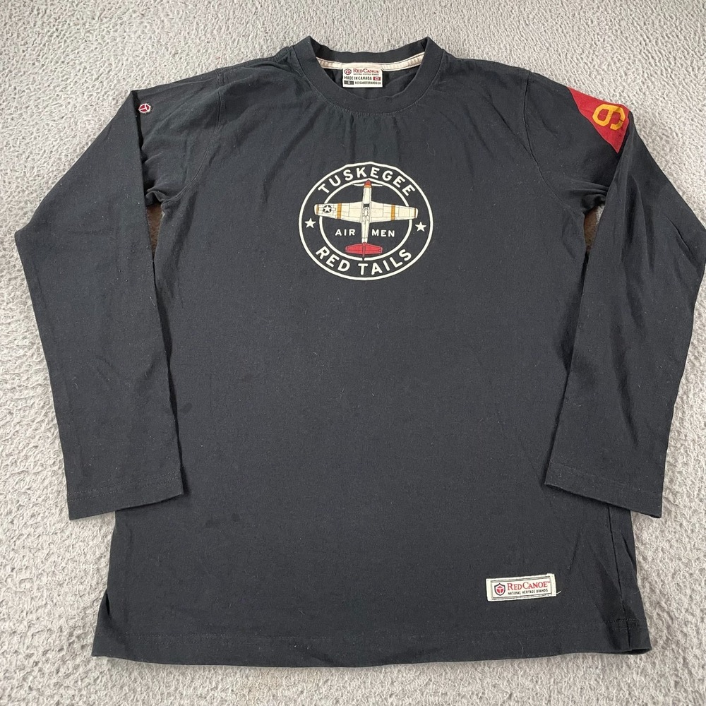 Red Canoe Tuskegee Airmen Shirt Adult Small Black Long Sleeve Graphic Tee *‎